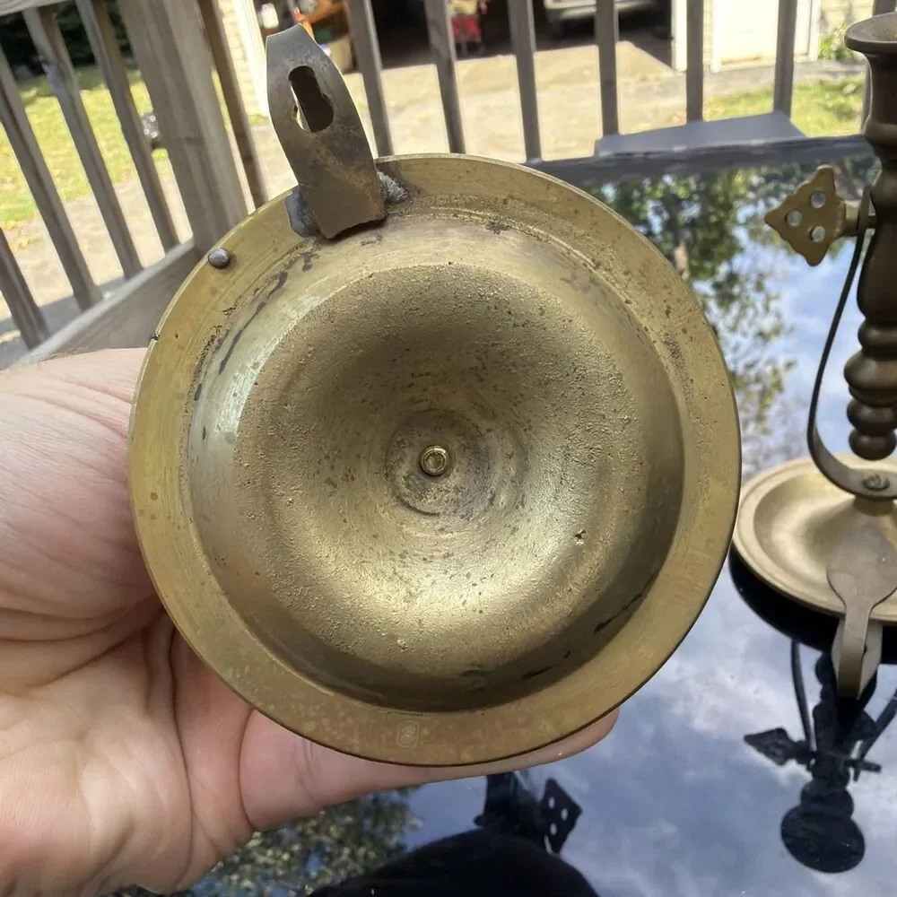 Vintage Pair 2 Brass Gimbal Swivel Nautical Ships Chamberstick Candle Holder 6”